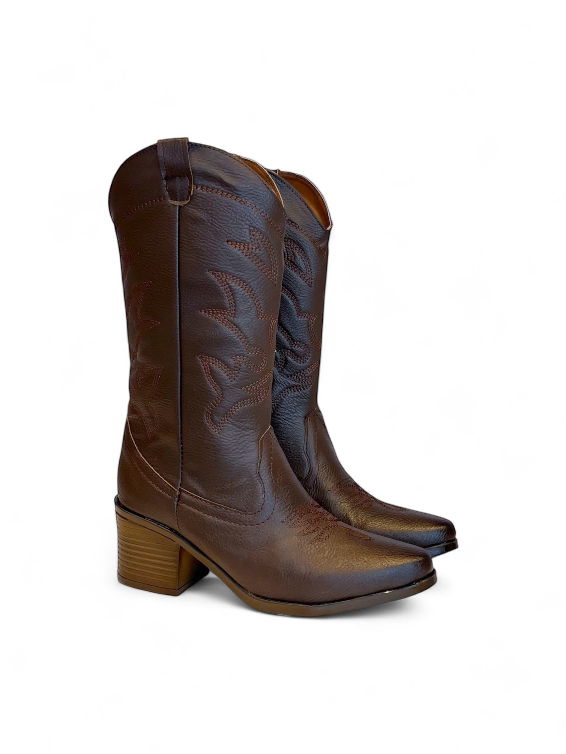 DURANGO – Bota vaquera estilo western bordadas con tacón cuadrado