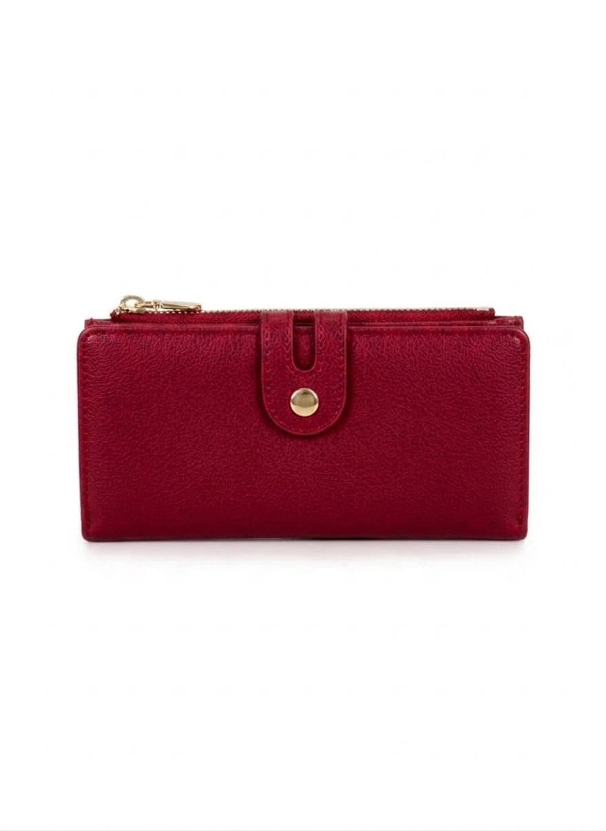 Cartera grande mujer color aqua con zipper y botón dorado, acabado mate – DALALI