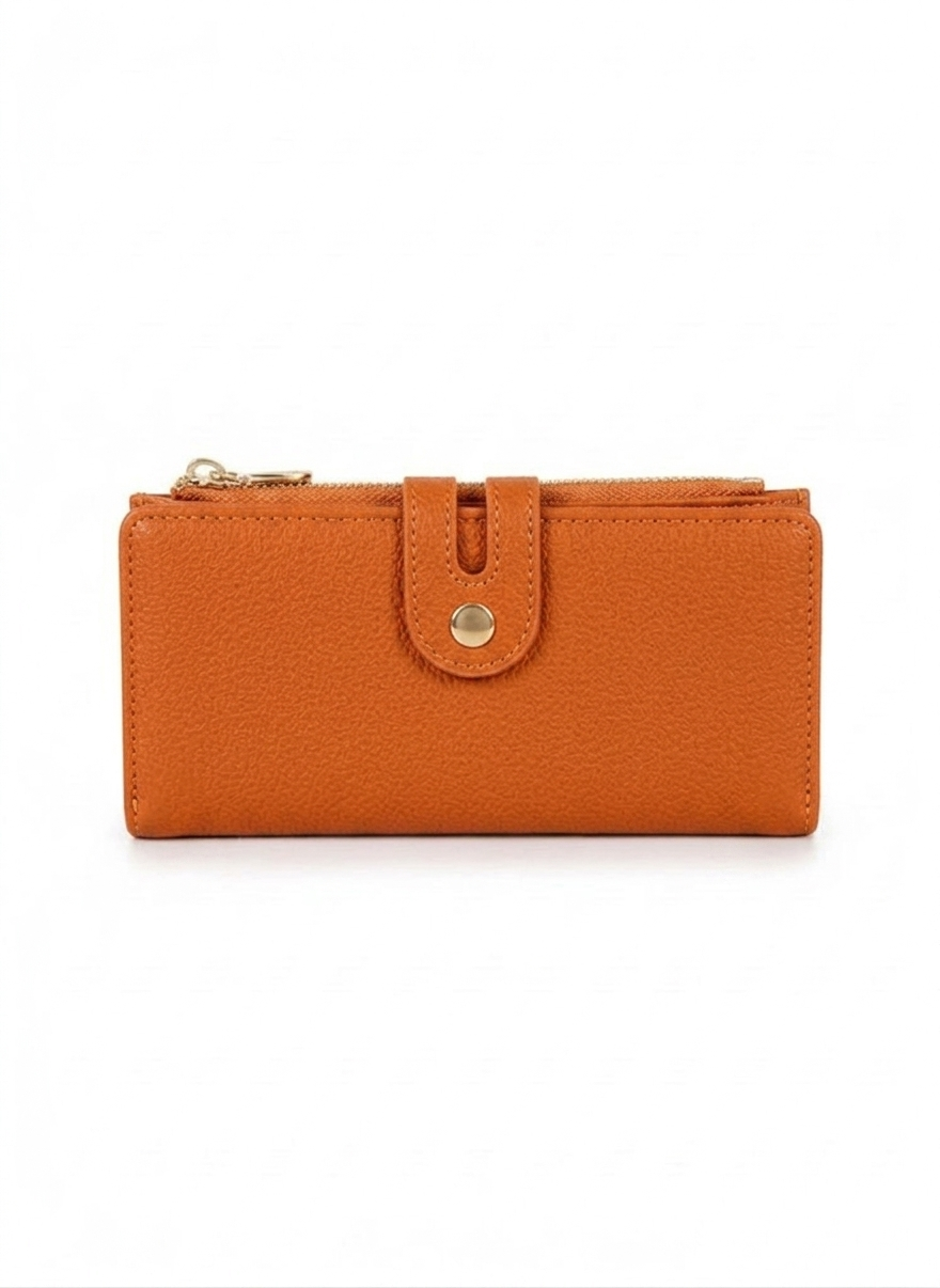 Cartera grande mujer color aqua con zipper y botón dorado, acabado mate – DALALI