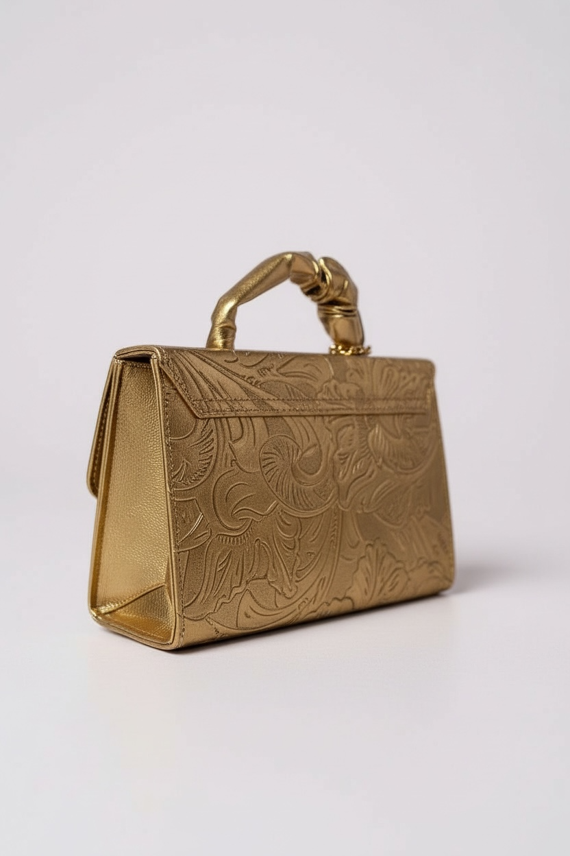 BERENICE – Bolsa mini con relieve floral y asa fruncida