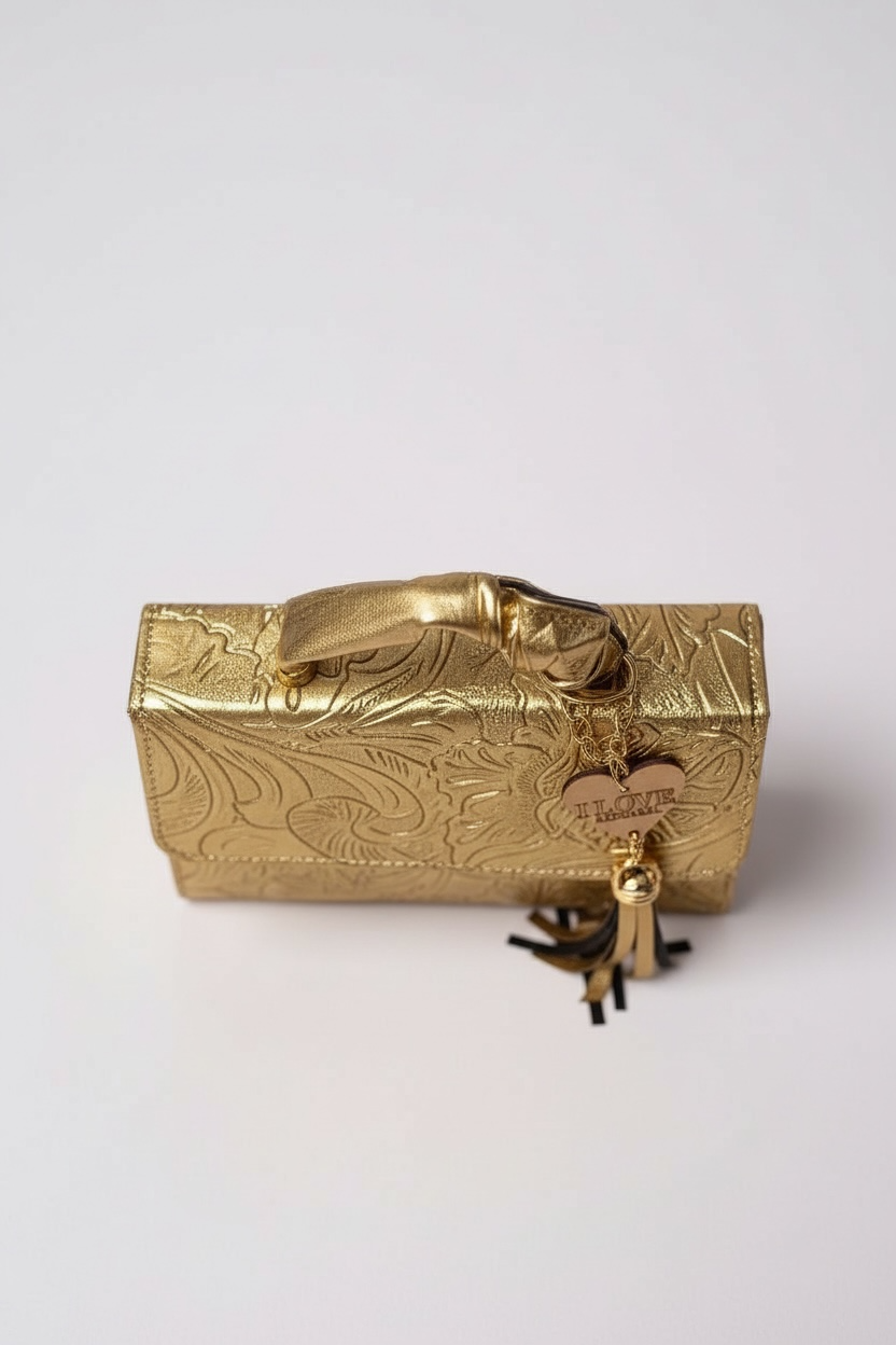 BERENICE – Bolsa mini con relieve floral y asa fruncida