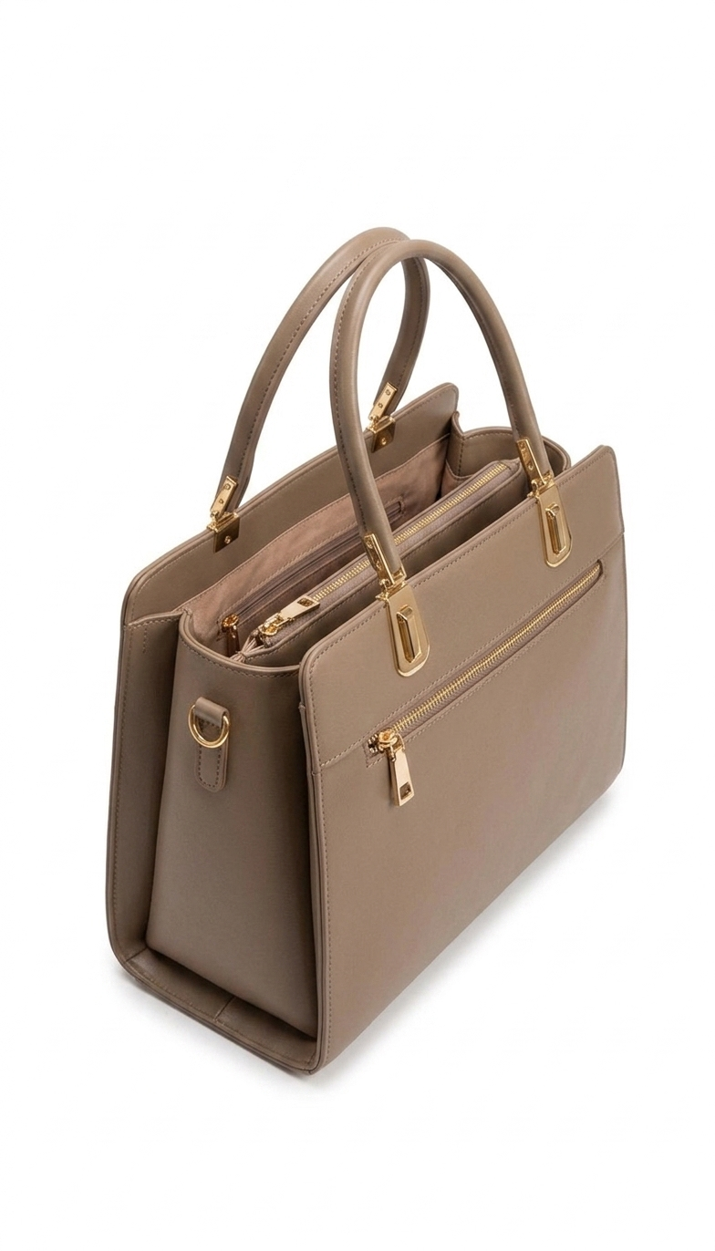 Bolsa tote grande café cálido acabado liso con herrajes dorados, bolsa de mano mujer – DALALI