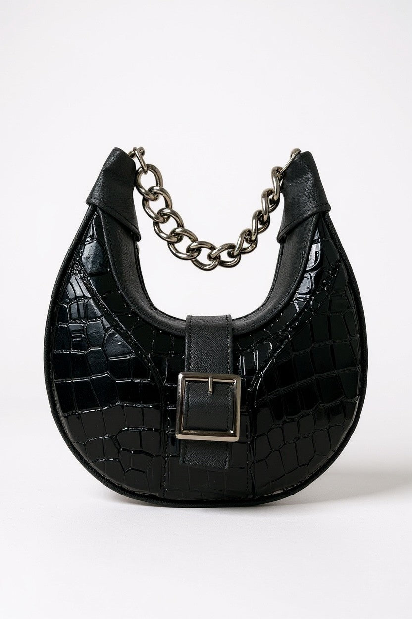 ONIX — Bolsa estilo hobo con textura de cocodrilo y cadena