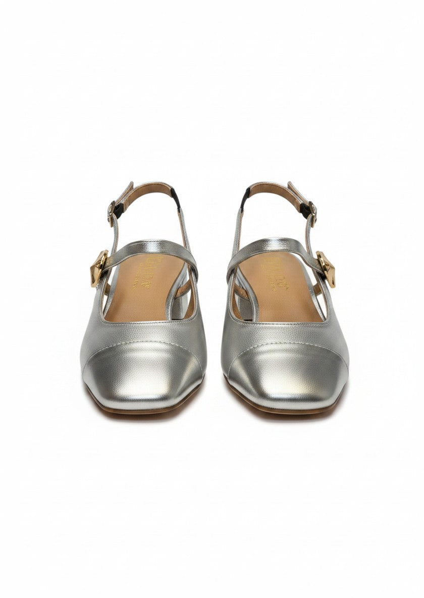 Zapatilla slingback plata tacón bloque bajo tira cruzada – KAURI
