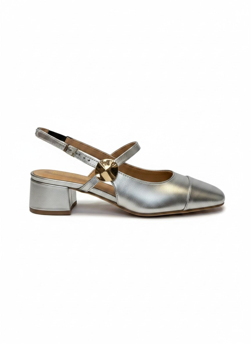 Zapatilla slingback plata tacón bloque bajo tira cruzada – KAURI