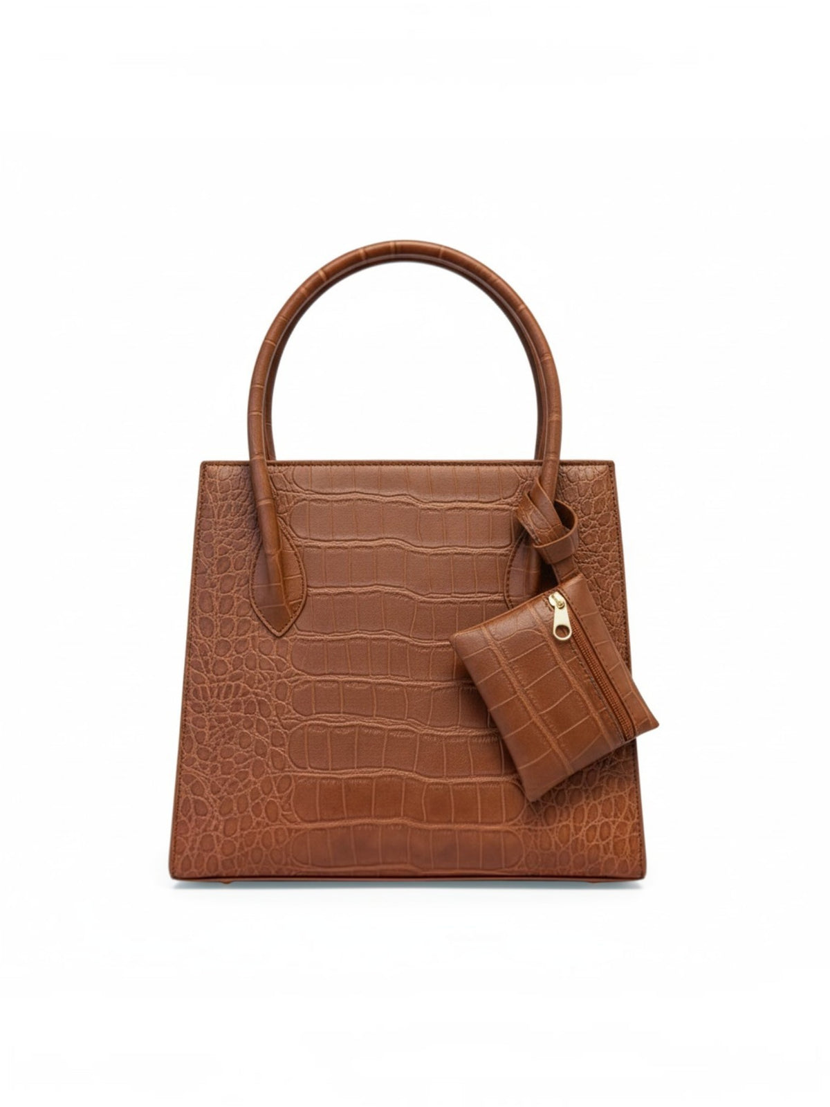 Bolsa de mano negra textura cocodrilo con monedero – PRAGA