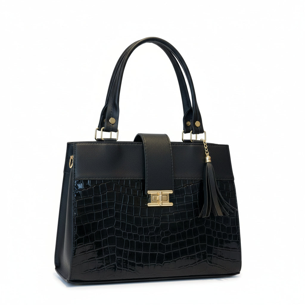 KAVALA - Bolso de mano estructurado de doble asa y correa larga desmontable