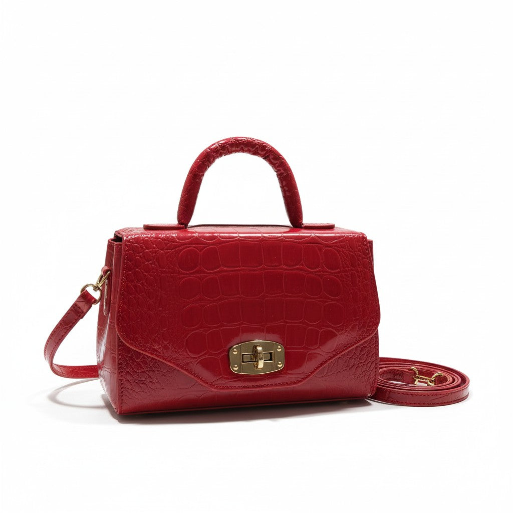 MORIÓN - Bolso chico estructurado de textura cocodrilo