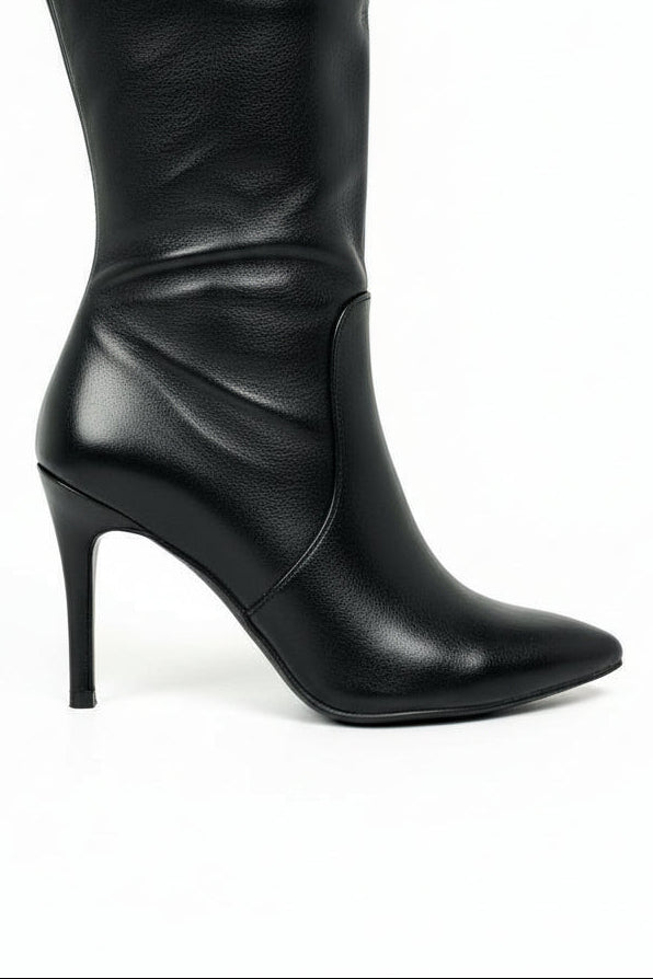 SERENA - Bota alta negra stiletto tacón aguja