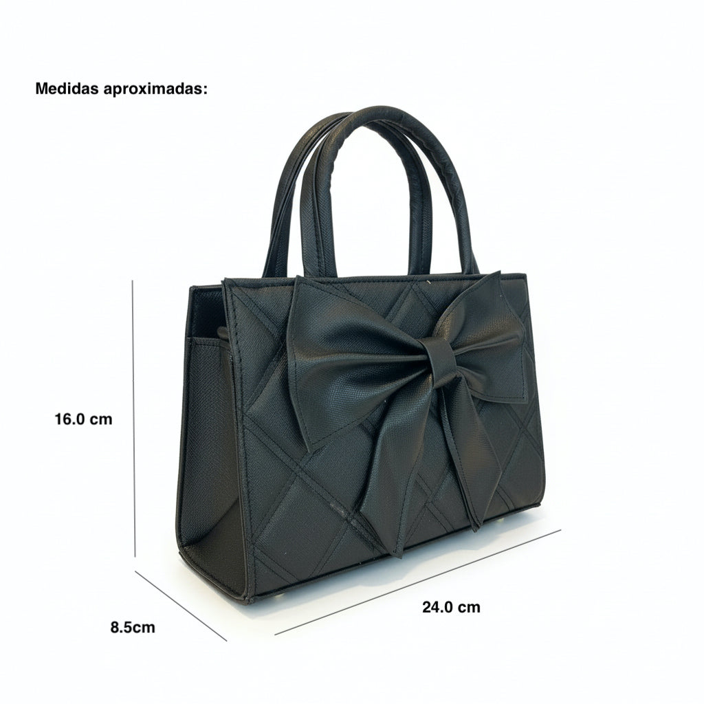 PERLA - Bolsa mini de doble asa con moño al frente