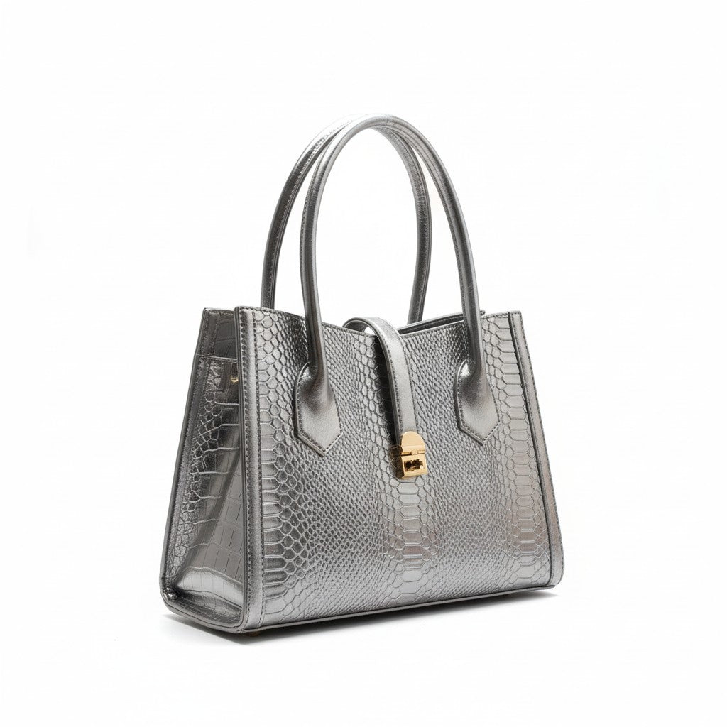 ALMA – Bolso estructurado con textura elegante y cierre metálico