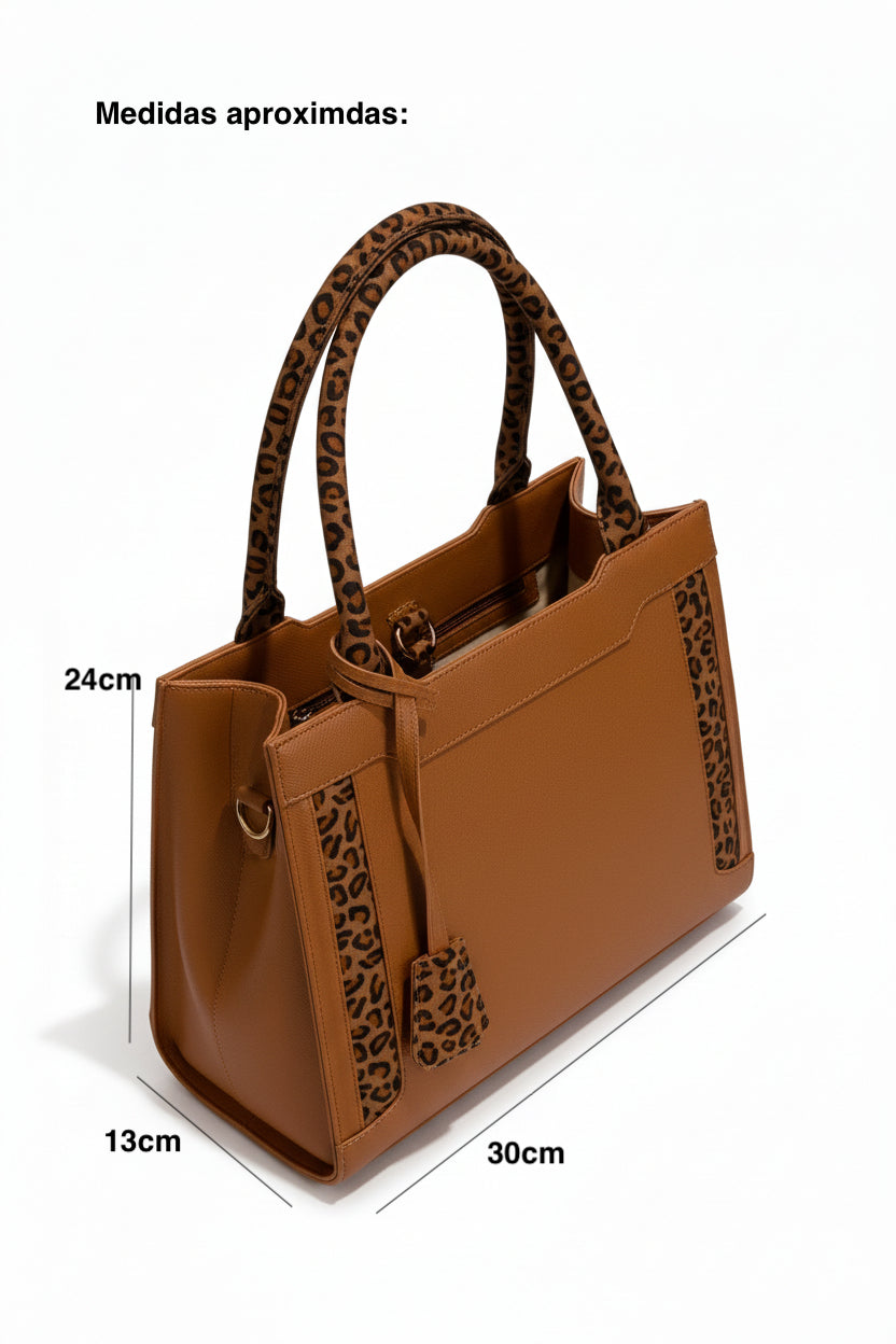 SAHARA – Bolsa de mano mediana animal print uso diario, casual o oficina
