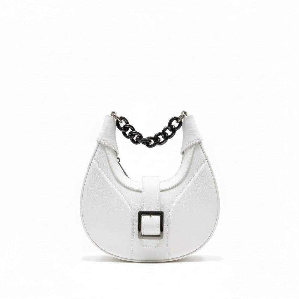 LIVIA - Bolsa mini en forma de media luna con cadena como asa superior