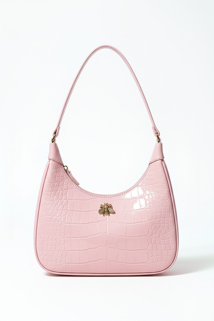 MAELA - Bolsa Hobo Textura Croco con Herraje Decorativo
