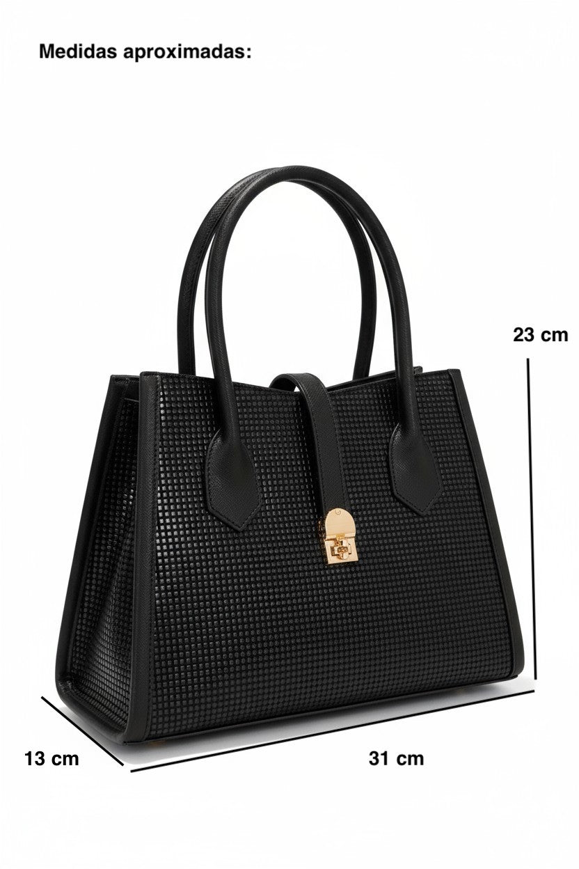 ALMA – Bolso estructurado con textura elegante y cierre metálico