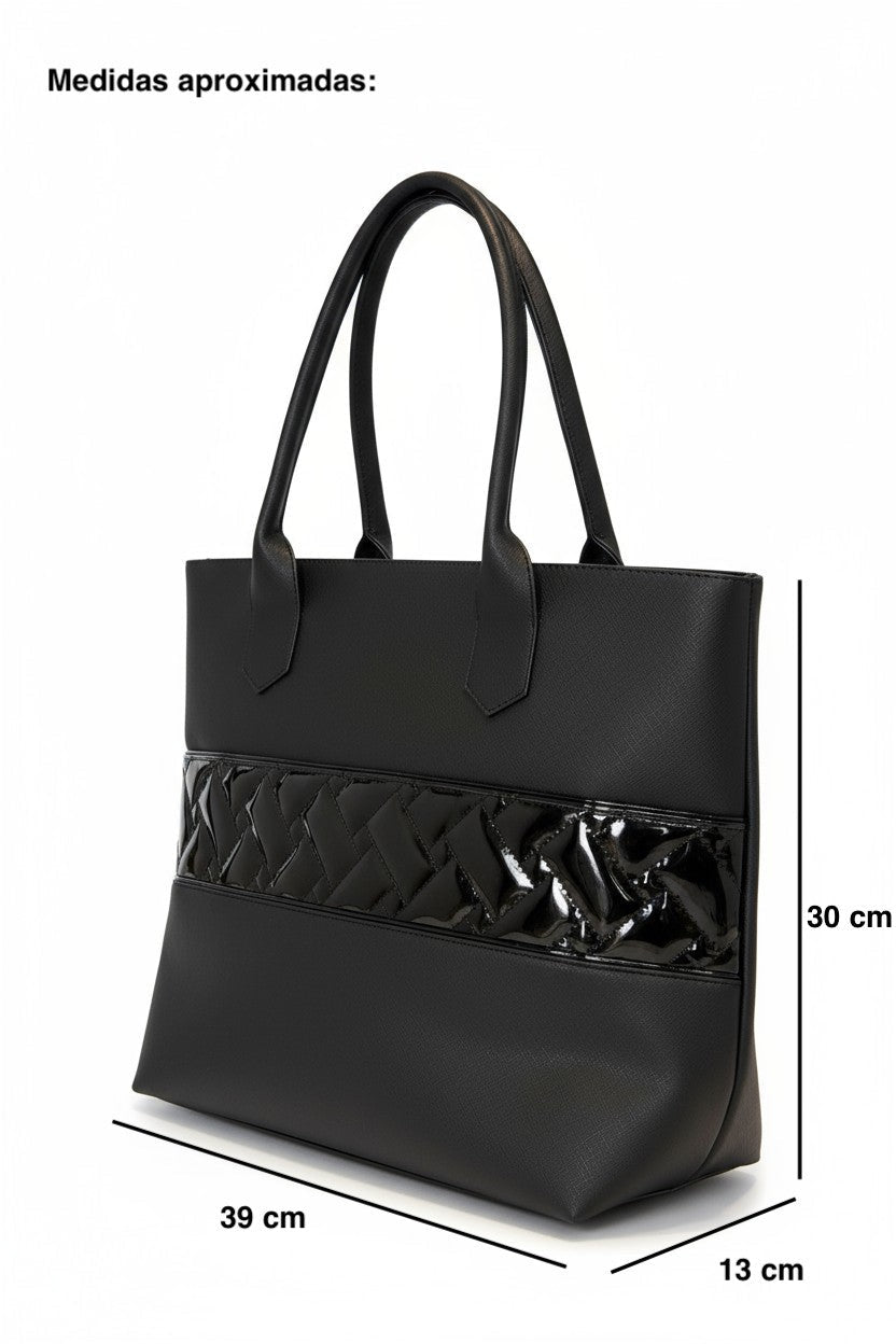 VERONA – Bolsa tipo tote con franja texturizada y acabado elegante