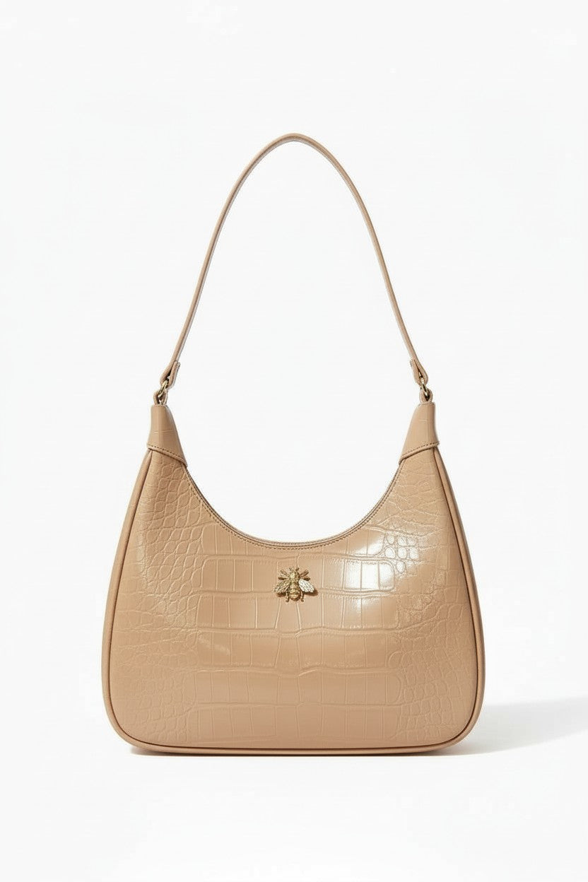 MAELA - Bolsa Hobo Textura Croco con Herraje Decorativo