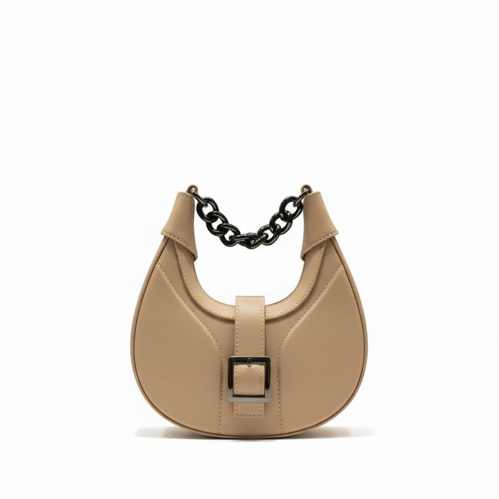 LIVIA - Bolsa mini en forma de media luna con cadena como asa superior