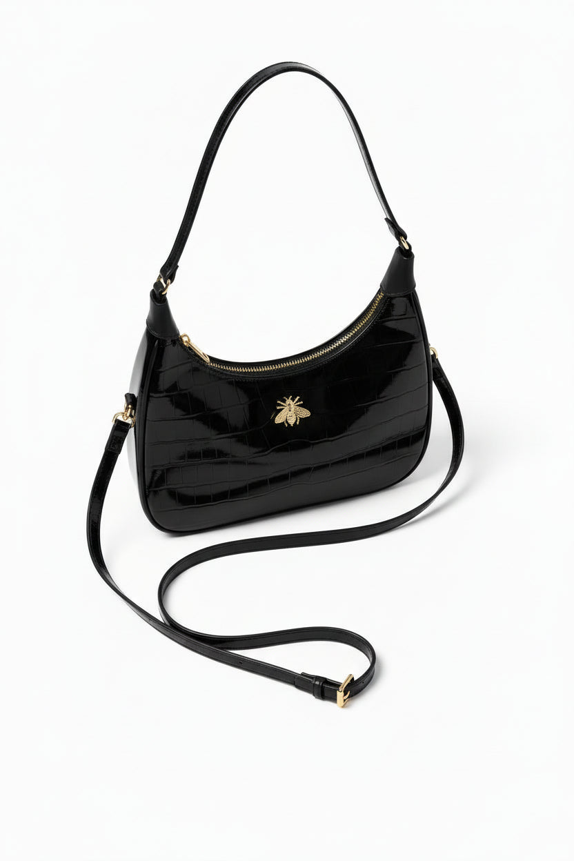 MAELA - Bolsa Hobo Textura Croco con Herraje Decorativo