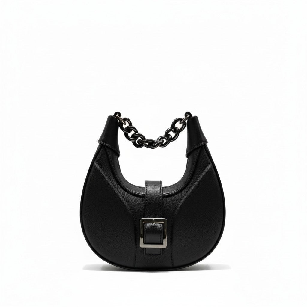 LIVIA - Bolsa mini en forma de media luna con cadena como asa superior
