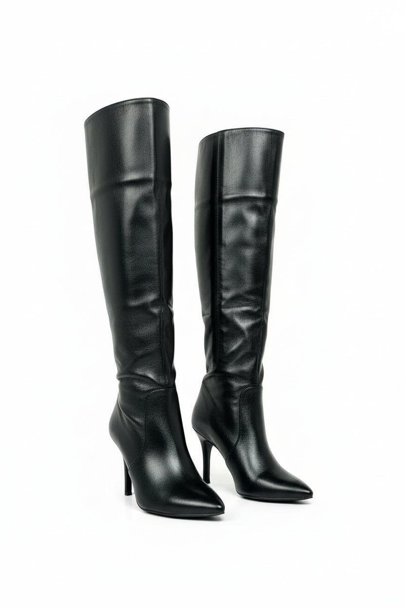 SERENA - Bota alta negra stiletto tacón aguja