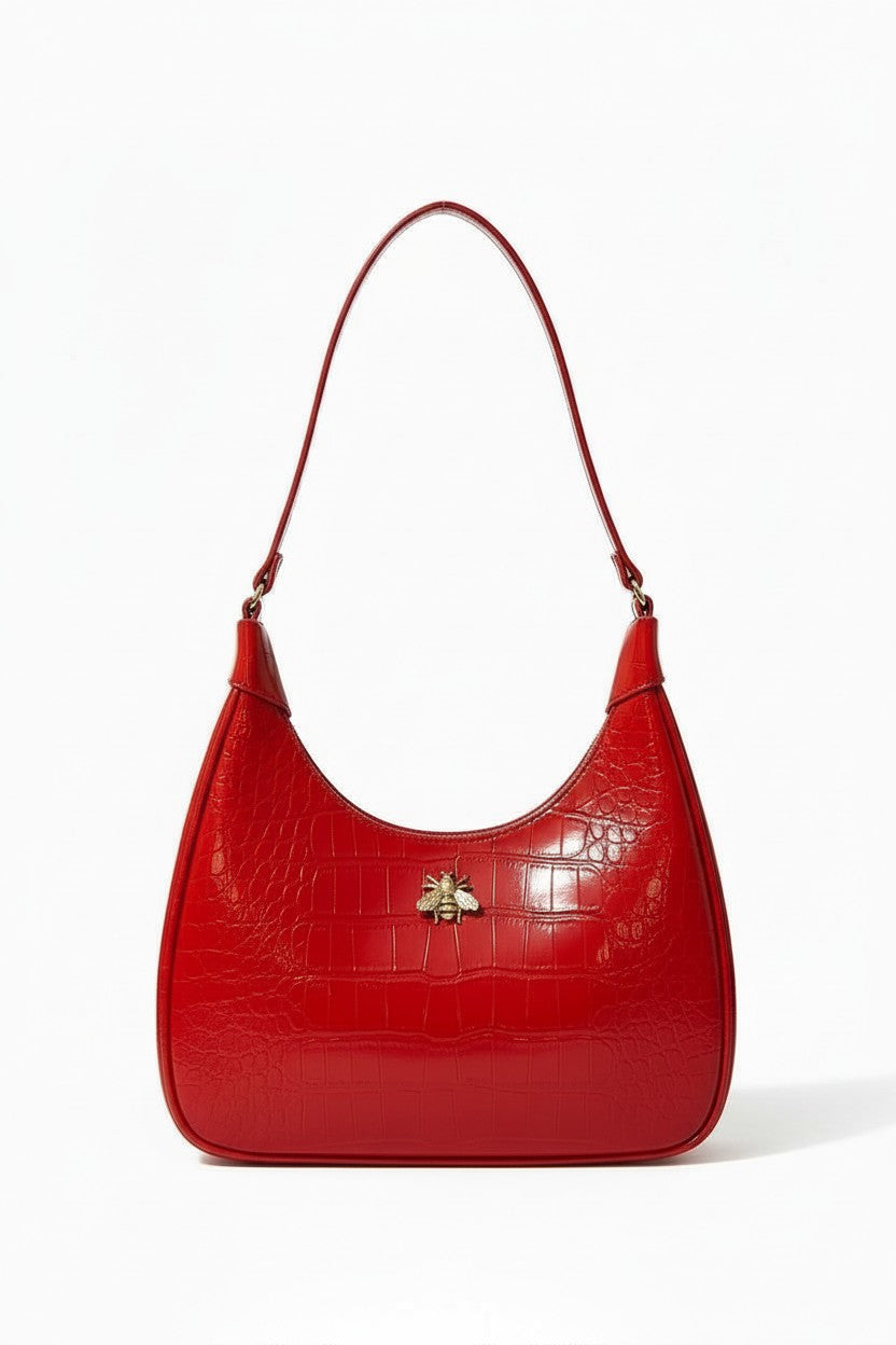 MAELA - Bolsa Hobo Textura Croco con Herraje Decorativo