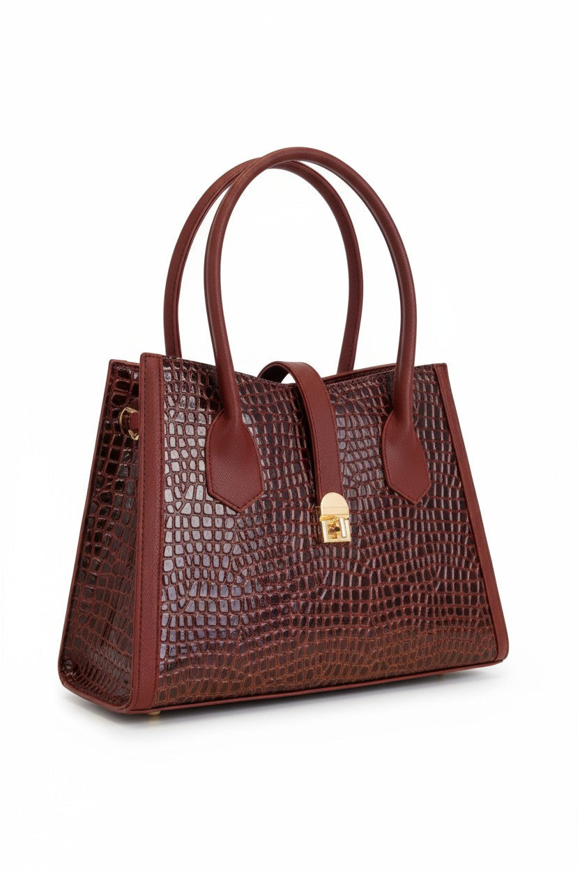 ALMA – Bolso Mediano Texturizado con Cierre Dorado