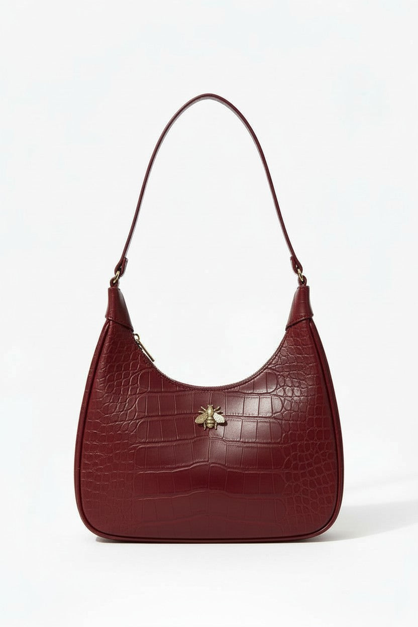 MAELA - Bolsa Hobo Textura Croco con Herraje Decorativo