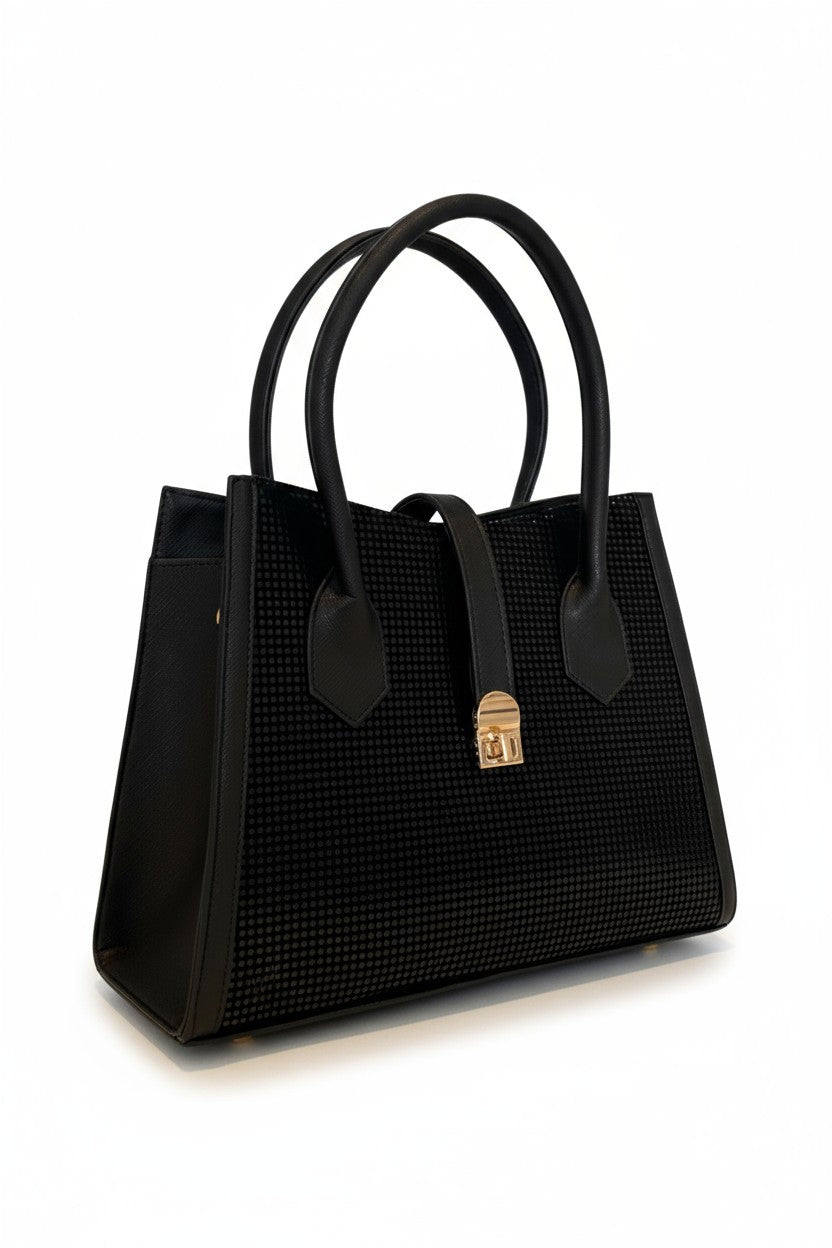 ALMA – Bolso estructurado con textura elegante y cierre metálico