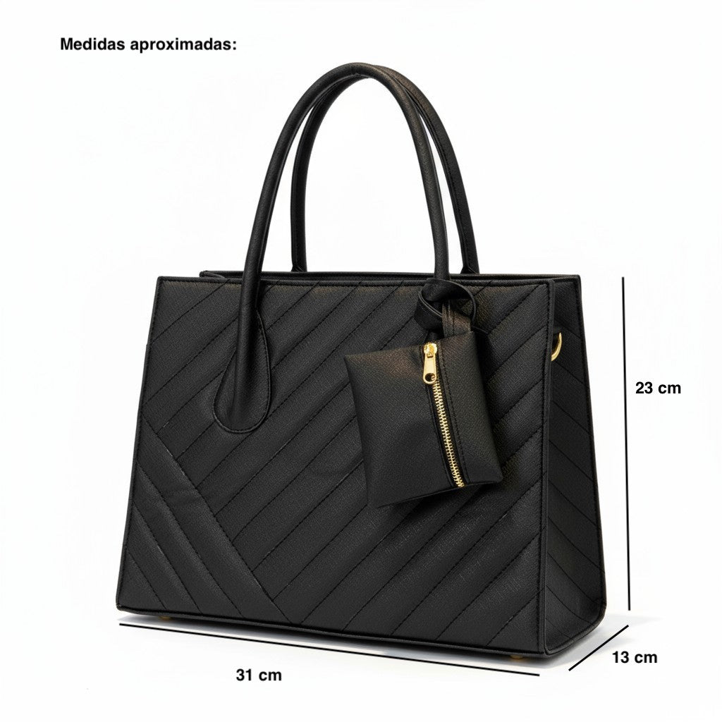 SABINA – Bolsa tote acolchada con monedero