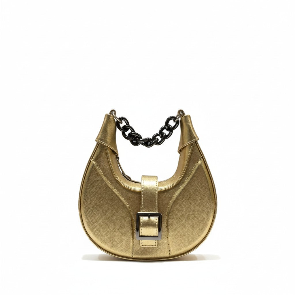 LIVIA - Bolsa mini en forma de media luna con cadena como asa superior