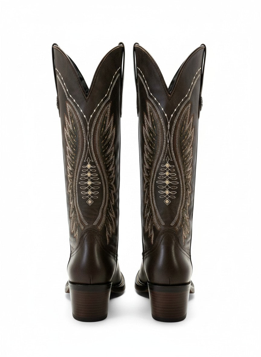 Bota vaquera con bordado  y tacón bloque 6 cm – DALALI 