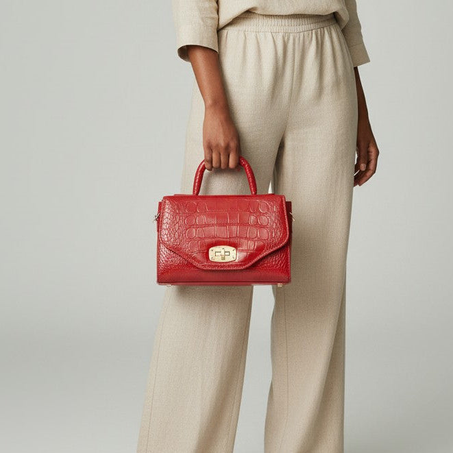 MORIÓN - Bolso chico estructurado de textura cocodrilo